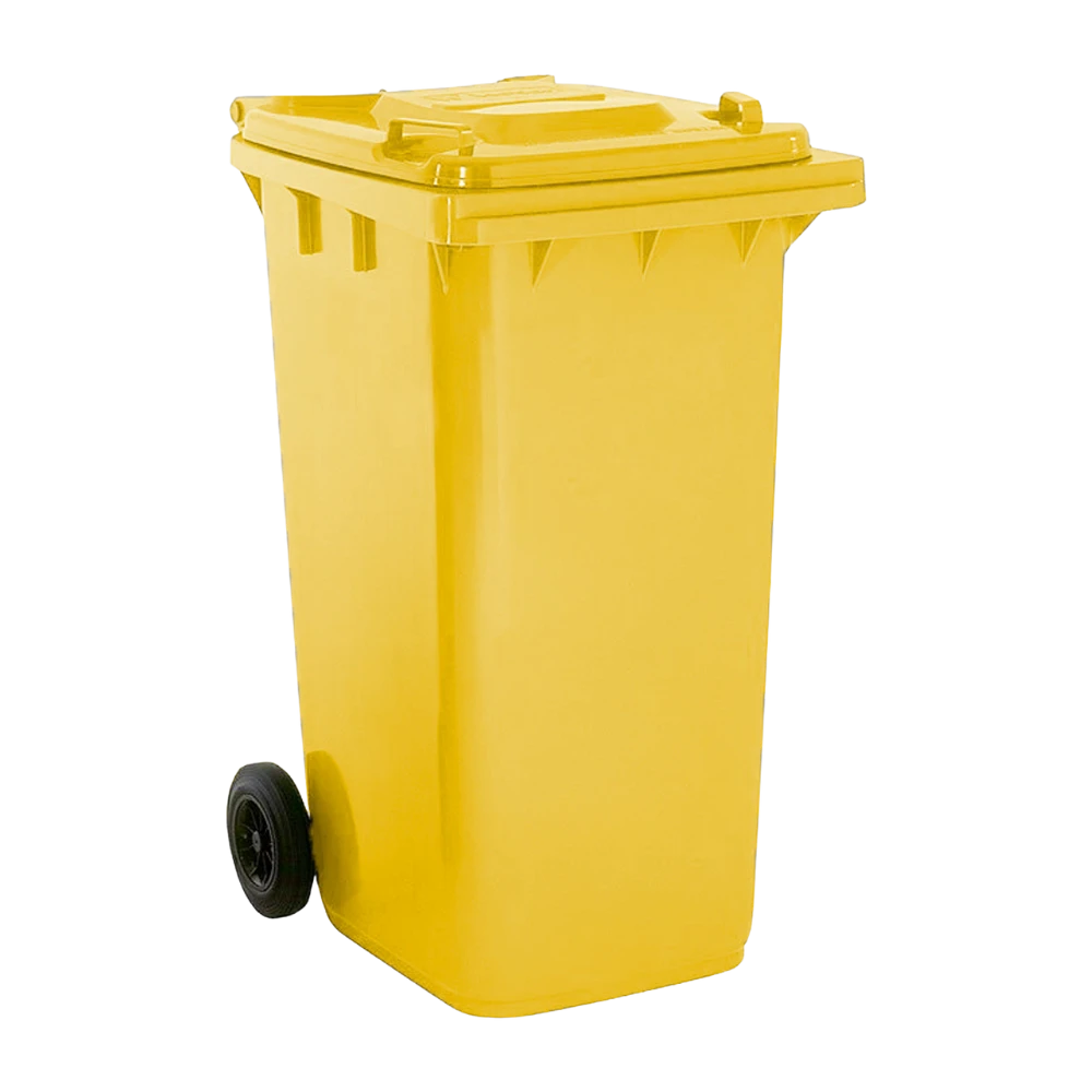 240L Plastic Wheelie Bin - Yellow