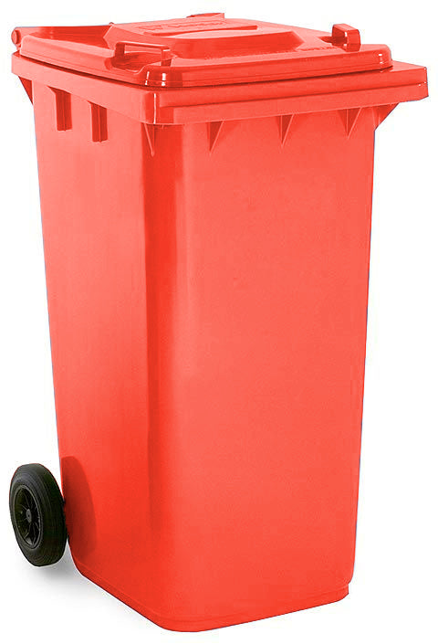 240L Plastic Wheelie Bin - Red